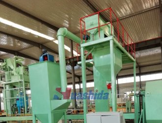 Steel pipe inner wall sand blasting rust removal production line