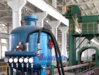 Steel pipe inner wall sand blasting rust removal production line