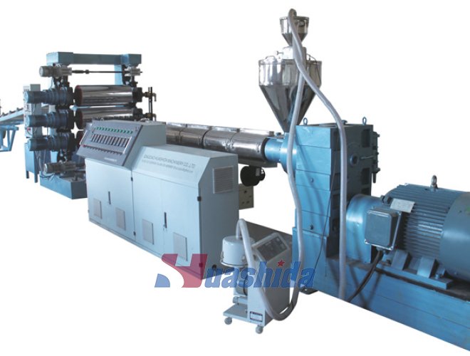 Fibre reinforced 3-layer PE cross-linked heat shrinkable sleeve backing film production line